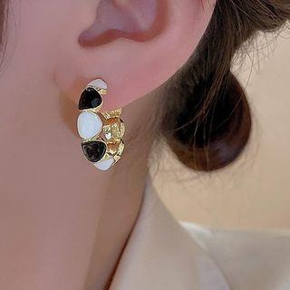 Two-tone Half-hoop Earring 1 Pair - Gold - One Size