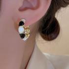 Two-tone Half-hoop Earring 1 Pair - Gold - One Size