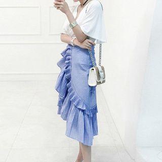 Set: V-neck Top + Ruffled Skirt