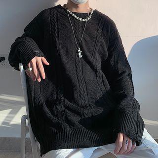 Linen Flower Plain Ripped Sweater