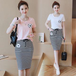 Set : Print Sleeveless Blouse + Shorts