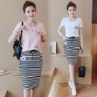 Set : Print Sleeveless Blouse + Shorts