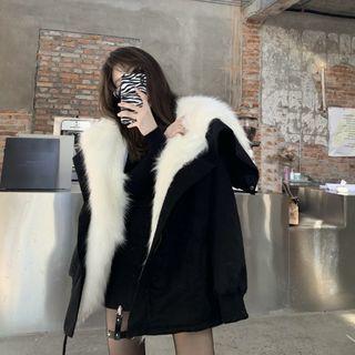 Fluffy Padded Coat Black - One Size