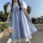 Short-sleeve Midi A-line Dress / Overall Dress