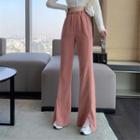 Side-slit Shift Corduroy Wide Leg Pants