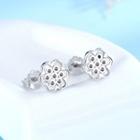 925 Sterling Silver Flower Earring 1 Pair - 925 Silver - White - One Size