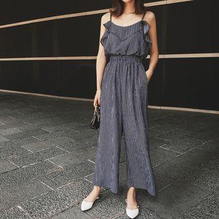 Ruffle Front Sleeveless Jumpsuit