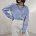 Plain Dip-back Crepe Shirt