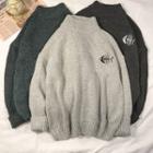 Mock-turtleneck Embroidered Sweater