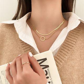 Hoop Pendant Layered Alloy Necklace