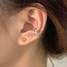 Set: Cross Rhinestone Alloy Cuff Earring + Stud Earring