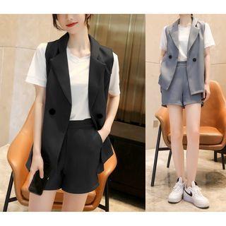 Set: Double-breasted Vest + Dress Shorts