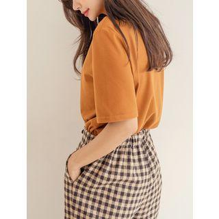 Plus Size Crewneck Elbow-sleeve Winter T-shirt