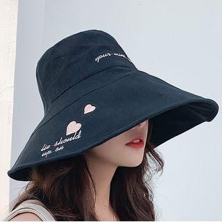Heart Embroidered Lettering Bucket Hat