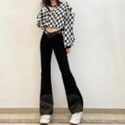 Faux Pearl Panel Boot-cut Pants