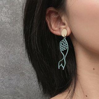 Wooden Fish Dangle Earring
