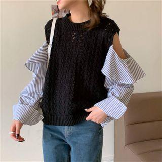 Cold Shoulder Panel Sweater