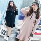 Hooded Long-sleeve Ruffle Pullover Dress