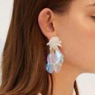 Irregular Transparent Disc Fringed Earring 1 Pair - As Shown In Figure - One Size