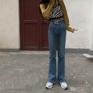 High-waist Straight Leg Boot-cut Pants