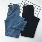 Buttoned High-waist Stretched Cropped Jeans