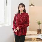 Mandarin-collar Gingham Shirt (l~xxl)