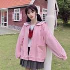 Pig Embroidery Buttoned Jacket Pink - One Size