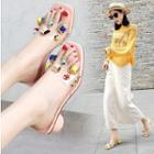 Chunky Heel Transparent Strap Slippers