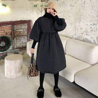 Plain Puff-sleeve Coat Black - One Size
