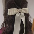 Faux Pearl Ribbon Hair Clip White & Beige - One Size