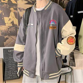 Logo Patch Baseball Jacket