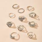 Set Of 11: Alloy Ring (assorted Designs) 14567 - Silver - One Size