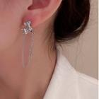 Faux Crystal Chained Asymmetrical Alloy Earring 1 Pair - Silver - One Size
