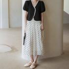 Dotted Midi A-line Skirt Black Dots - White - One Size