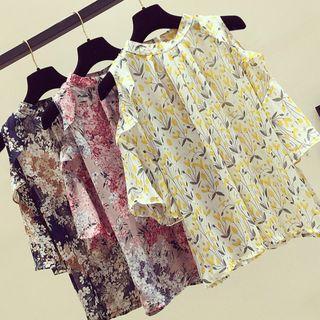Off-shoulder Floral Shirt