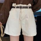 Wide-leg Shorts / Faux-leather Belt / Set