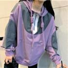 Color Block Drawstring Half-zip Hoodie
