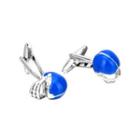 Fashion Personality Blue Baseball Cap Helmet Cufflinks Silver - One Size