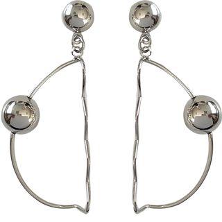 Metal Bead Half Hoop Dangle Earring