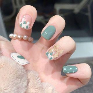Bow Heart Nail Tips