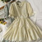 Lace-trim Floral V-neck Dress