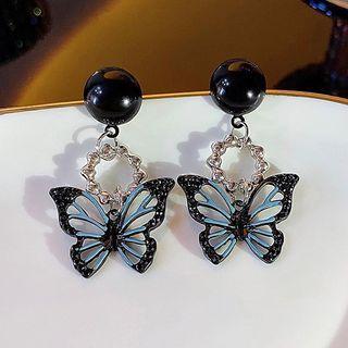 Butterfly Alloy Dangle Earring 1 Pair - Black - One Size