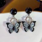 Butterfly Alloy Dangle Earring 1 Pair - Black - One Size