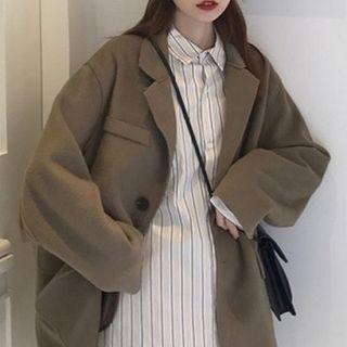 Striped Shirt / Single-breasted Thick Blazer