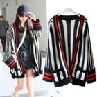 Open Front Striped Knit Cardigan