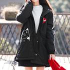 Horn-accent Padded Hooded Zip-up Coat