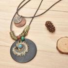 Set Of 2: Alloy Disc Necklace