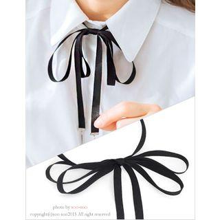 Metal-bar Detail Bow Strap Necklace