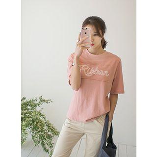 Round-neck Short-sleeve Lettering T-shirt