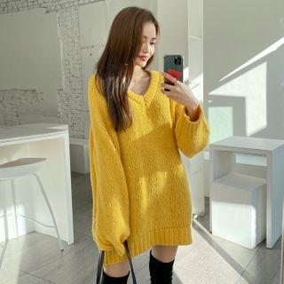 V-neck Longline Sweater